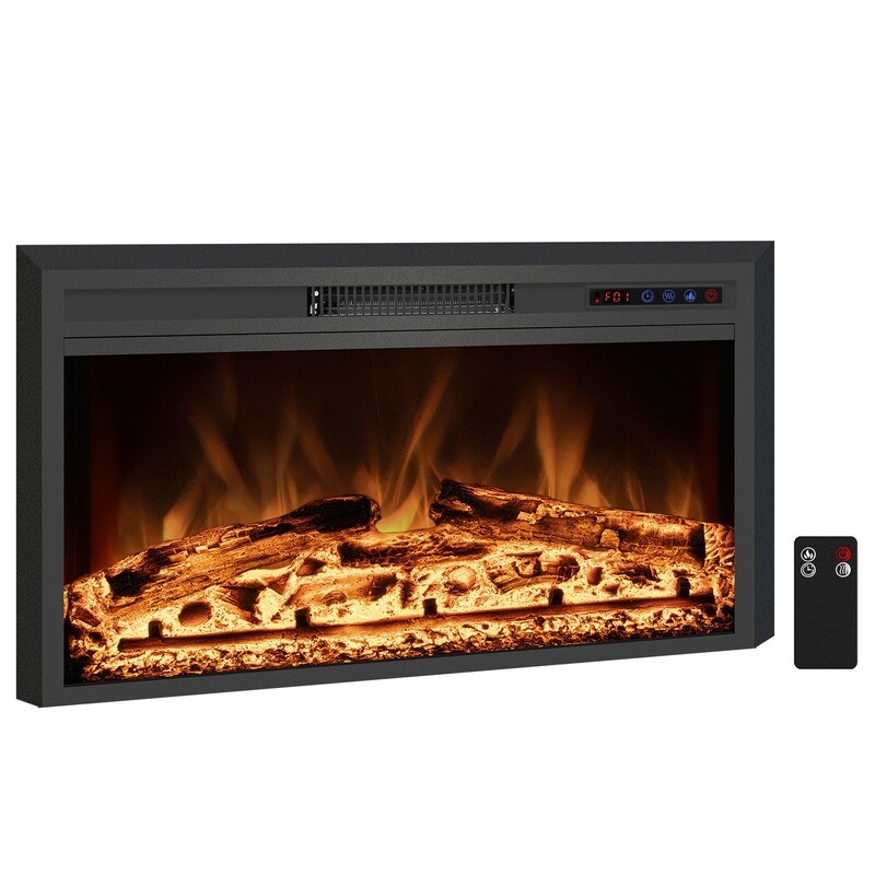 25" Electric Fireplace Insert with Multi-Color Flame, 750/1500W, Black