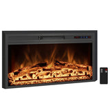 25" Electric Fireplace Insert with Multi-Color Flame, 750/1500W, Black