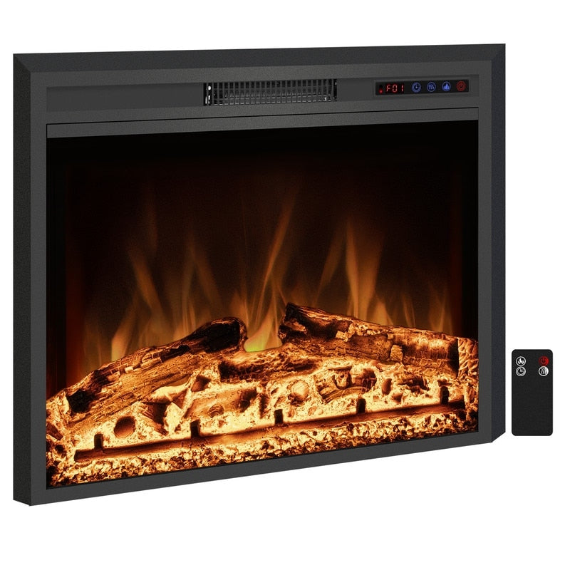 25" Electric Fireplace Insert with Multi-Color Flame, 750/1500W, Black
