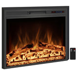25" Electric Fireplace Insert with Multi-Color Flame, 750/1500W, Black