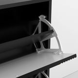 25"W flip over shoe cabinet with gold stripe,2drawers vertical Shoe Storage at the entrance