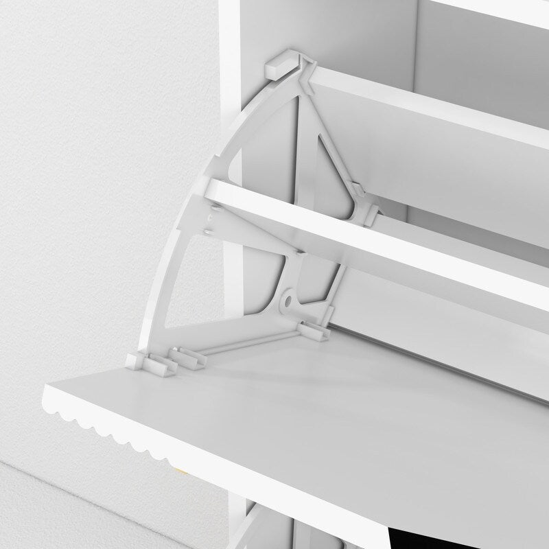 25"W flip over shoe cabinet with gold stripe,2drawers vertical Shoe Storage at the entrance