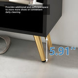 25"W flip over shoe cabinet with gold stripe,2drawers vertical Shoe Storage at the entrance