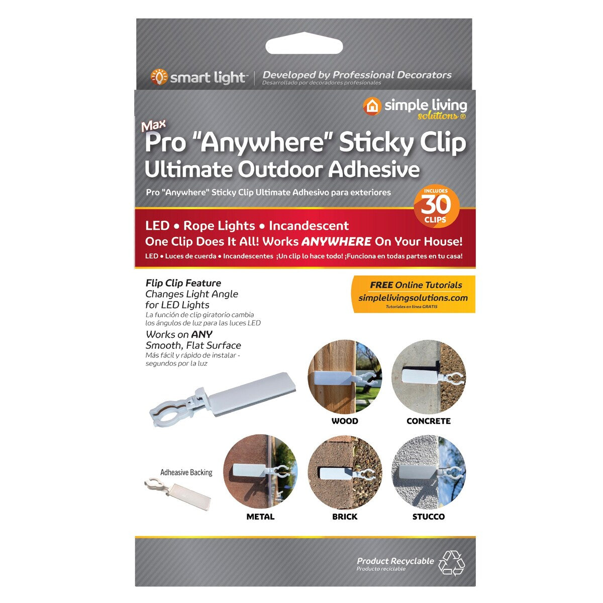 25ct Clear Clay Tile Roof Christmas Light Clips - 9.5"