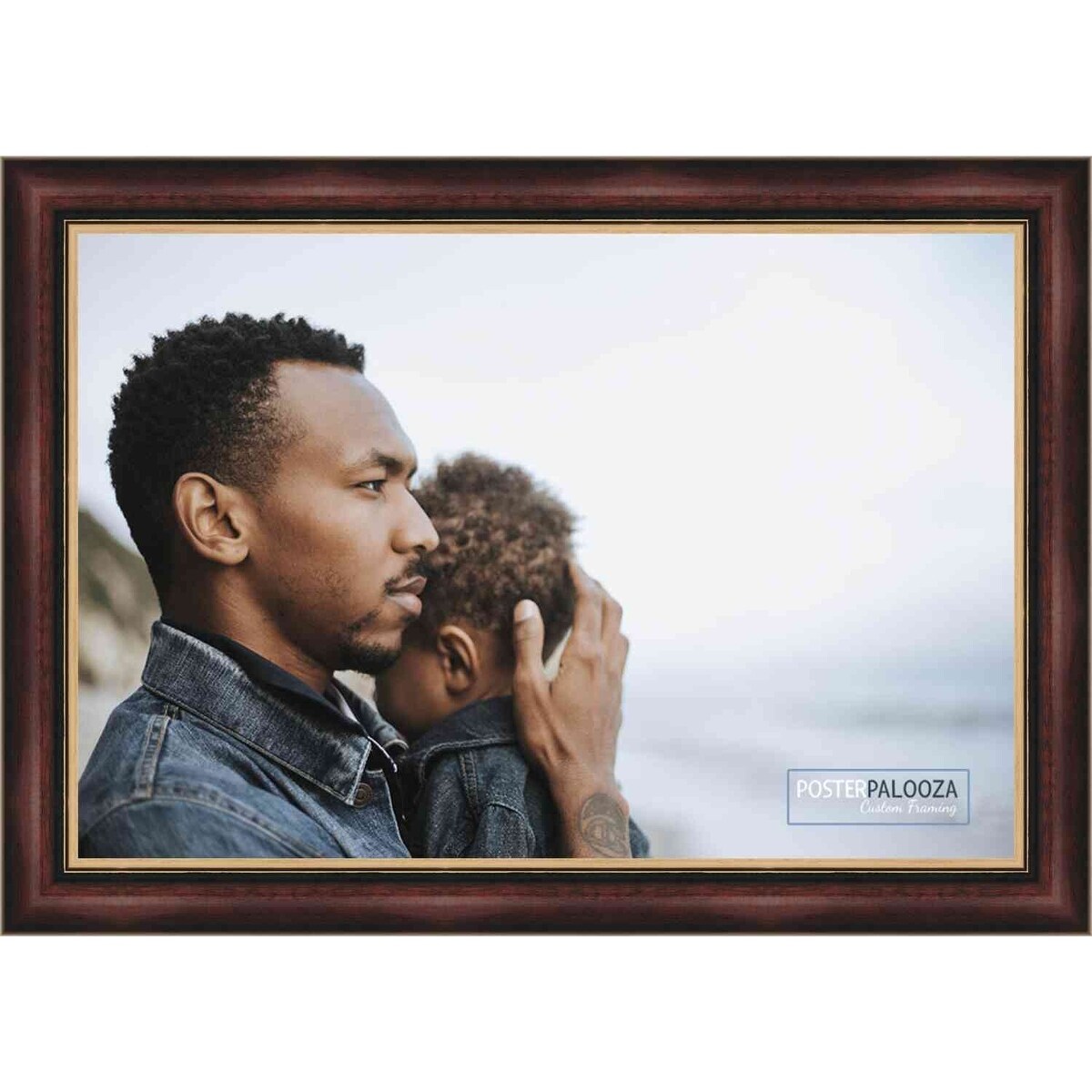 25x17 Traditional Cherry Complete Wood Picture Frame with UV Acrylic, Foam Board Backing, & Hardware