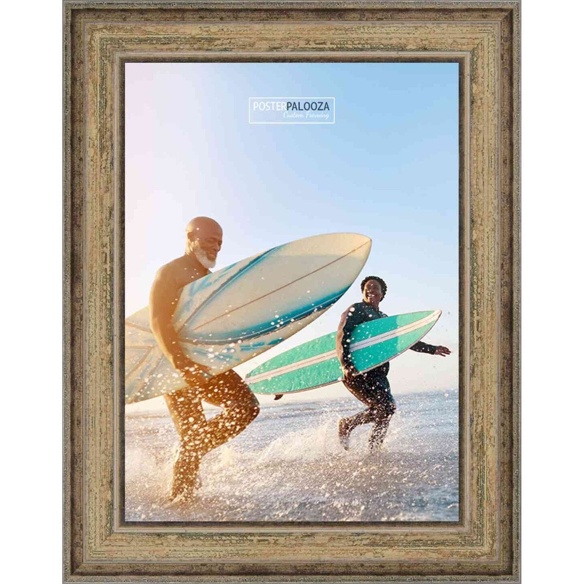 25x30 Frame Antique Acid Finish Wood Picture Frame with UV Acrylic, Foam Board Backing, & Wall Hanging Hardware