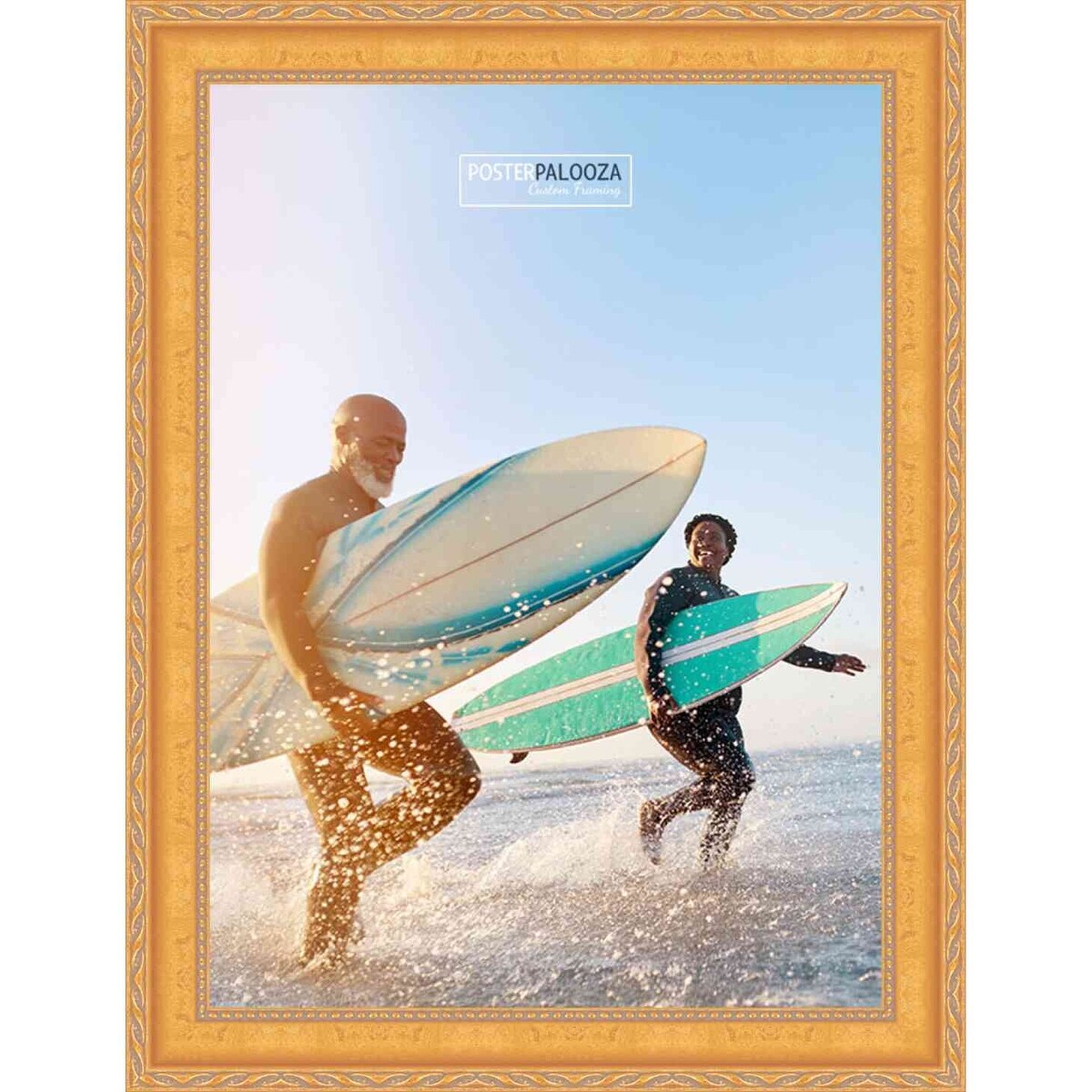 25x30 Traditional Gold Complete Wood Picture Frame with UV Acrylic, Foam Board Backing, & Hardware