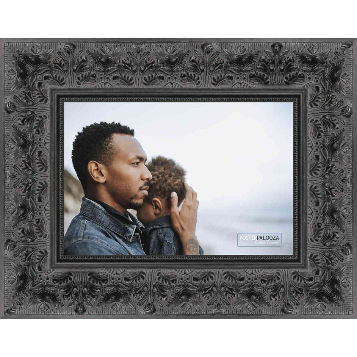 25x36 Ornate Black Complete Wood Picture Frame with UV Acrylic, Foam Board Backing, & Hardware