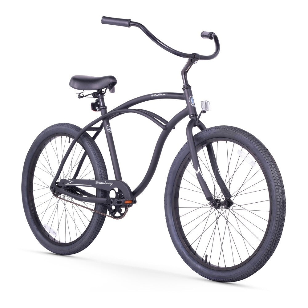 26" Firmstrong Urban Man Alloy Single Speed Beach Cruiser Bicycle, Matte Black