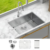 26 In 27 In Undermount Stainless Steel Kitchen Sink Single Bowl Basin