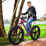 26-Inch 21-SpeedHigh-Carbon Steel Frame, Beach And Snow Fat Tire Mountain BIke