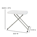 26 Inch Indoor/Outdoor Plastic Folding Table, Adjustable Height Commercial Grade Side Table, Laptop Table TV Tray