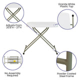 26 Inch Indoor/Outdoor Plastic Folding Table, Adjustable Height Commercial Grade Side Table, Laptop Table TV Tray