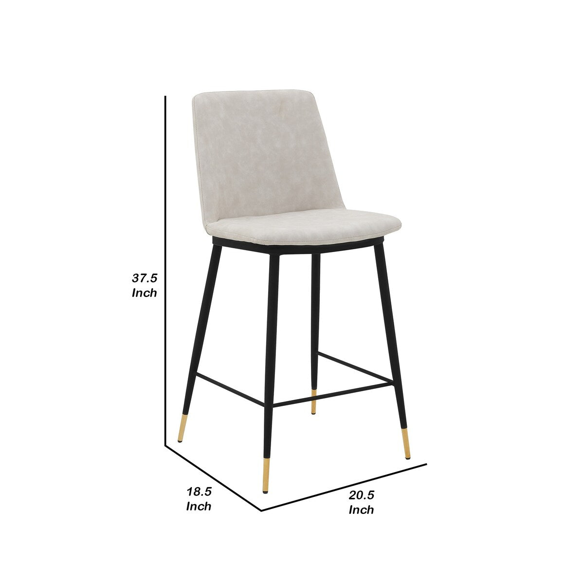 26 Inch Leatherette Seat Counter Height Barstool,Black and White