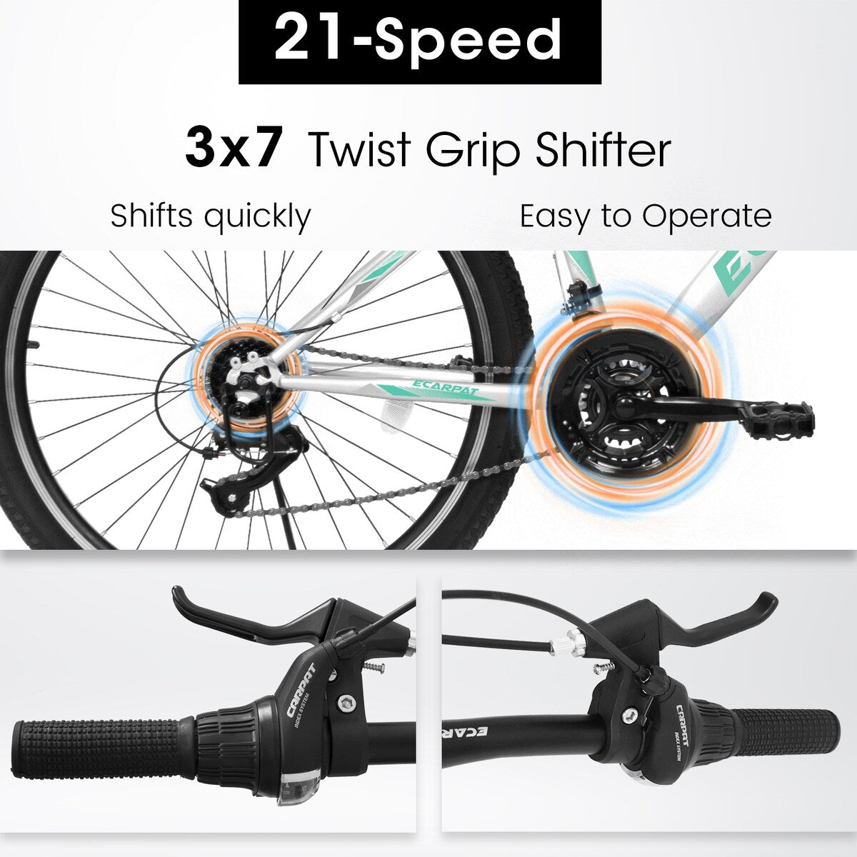 26 Inch Mountain Bike, 21-Speed V-Brake, Front Suspension, Carbon Steel Frame Mountain Bike For Teenagers Girls Women Bicycles