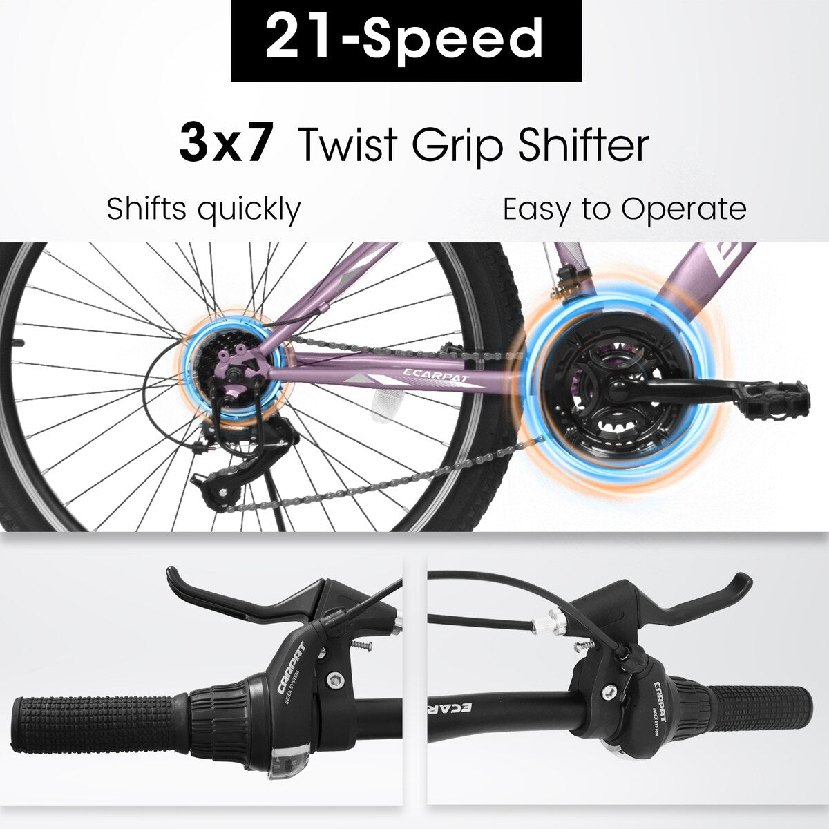 26 Inch Mountain Bike, 21-Speed V-Brake, Front Suspension, Carbon Steel Frame Mountain Bike For Teenagers Girls Women Bicycles