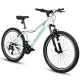 26 Inch Mountain Bike, 21-Speed V-Brake, Front Suspension, Carbon Steel Frame Mountain Bike For Teenagers Girls Women Bicycles