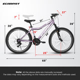 26 Inch Mountain Bike, 21-Speed V-Brake, Front Suspension, Carbon Steel Frame Mountain Bike For Teenagers Girls Women Bicycles