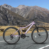 26 Inch Mountain Bike, 21-Speed V-Brake, Front Suspension, Carbon Steel Frame Mountain Bike For Teenagers Girls Women Bicycles