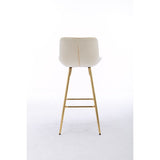 26 Inch Set of 2 Bar Stools,with Chrome Footrest Velvet Fabric Counter Stool Golden Leg Simple Bar Stool,CREAM