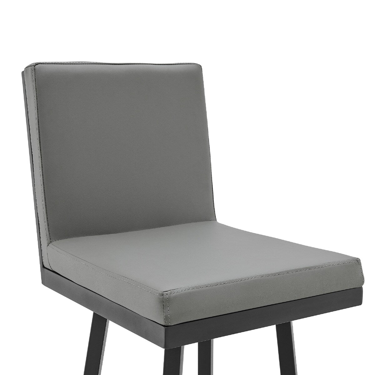 26 Inch Swivel Vegan Faux Leather Cushion Counter Stool, Grey
