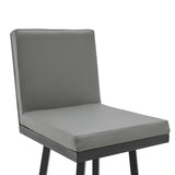 26 Inch Swivel Vegan Faux Leather Cushion Counter Stool, Grey