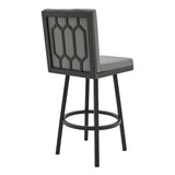 26 Inch Swivel Vegan Faux Leather Cushion Counter Stool, Grey
