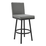26 Inch Swivel Vegan Faux Leather Cushion Counter Stool, Grey