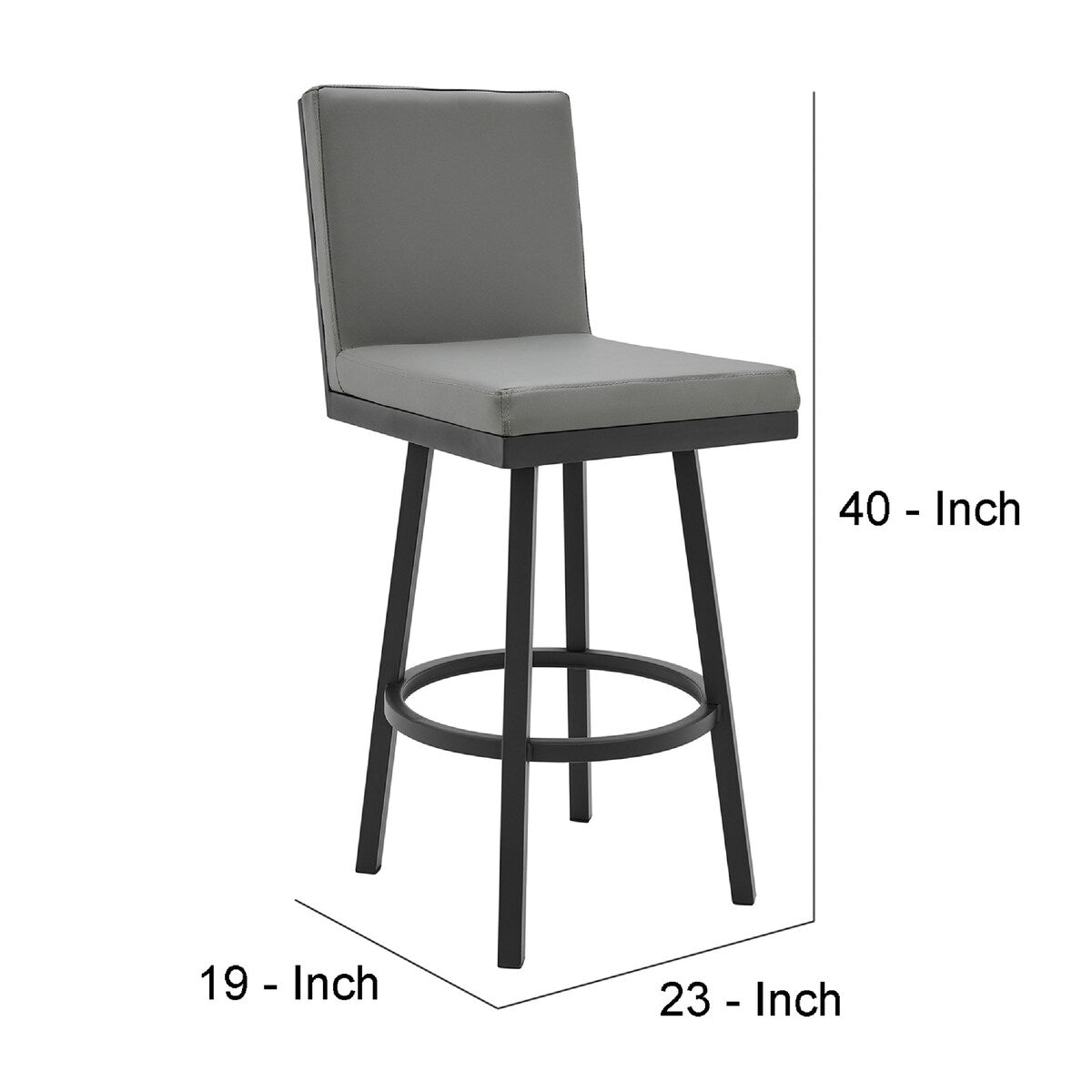 26 Inch Swivel Vegan Faux Leather Cushion Counter Stool, Grey