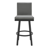 26 Inch Swivel Vegan Faux Leather Cushion Counter Stool, Grey