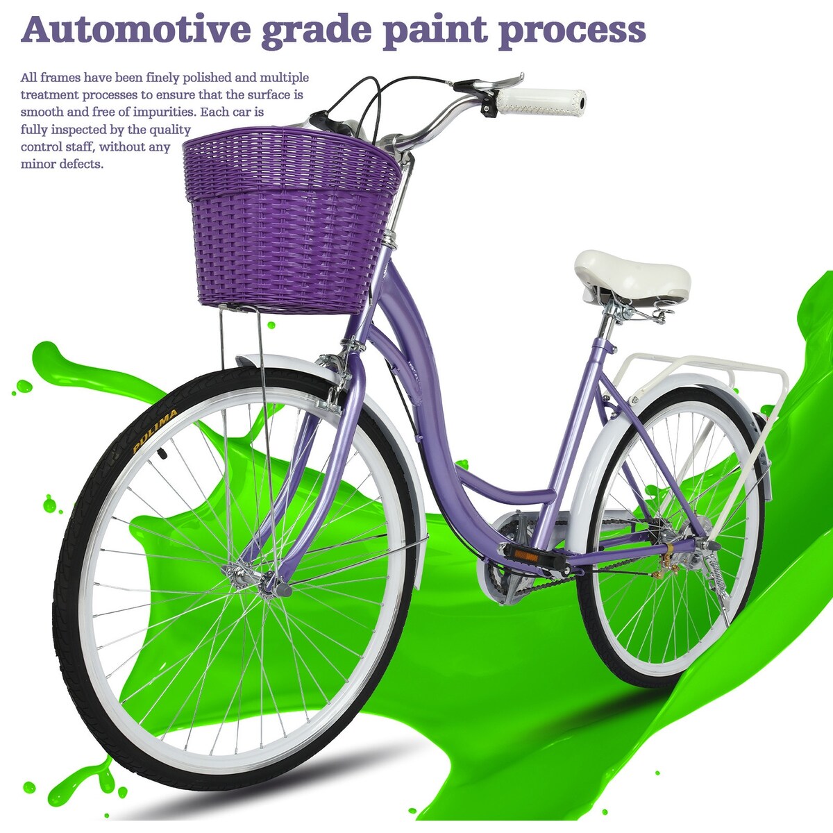 26-Inch Women Comfort Bikes Beach Cruiser Bike Single Speed Bicycle Comfortable Bicycle