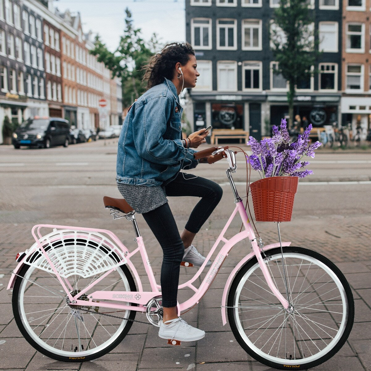 26 Inch Womens Comfort Bikes Beach Cruiser Bike Single Speed Bicycle Comfortable Bicycle Cycling