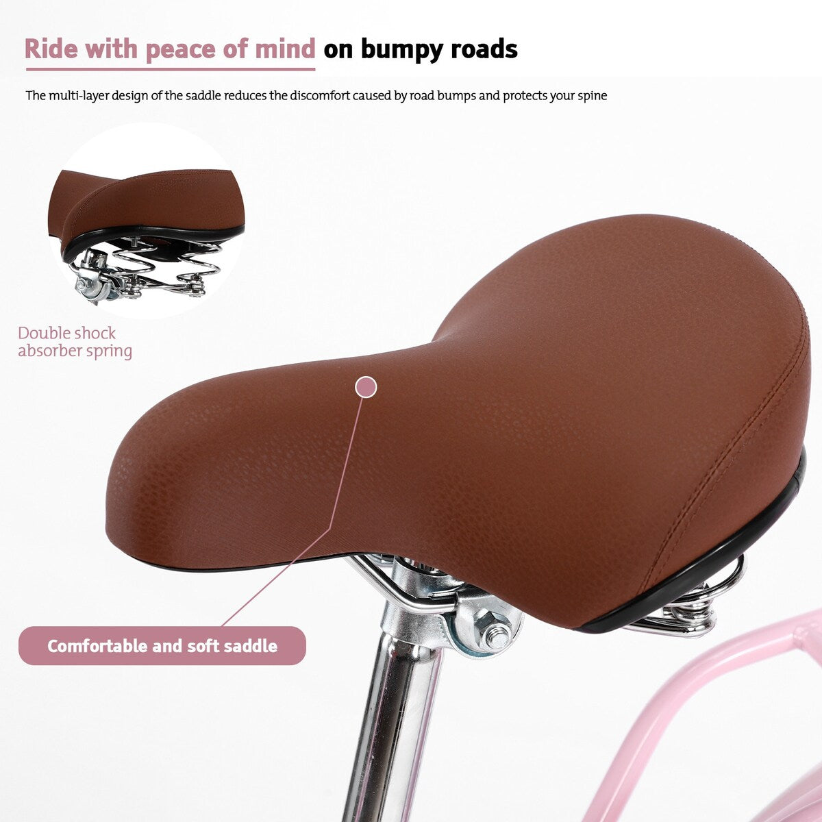 26 Inch Womens Comfort Bikes Beach Cruiser Bike Single Speed Bicycle Comfortable Bicycle Cycling