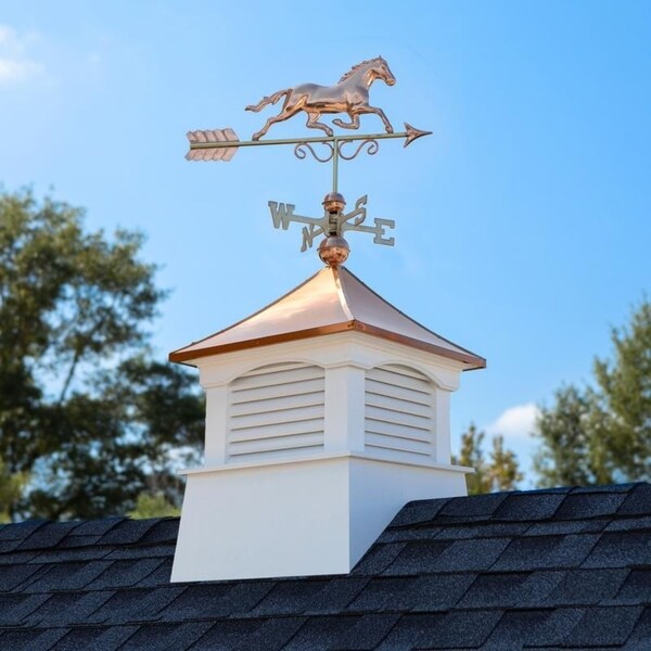 26" Square Coventry Vinyl Cupola with Horse Weathervane by Good Directions