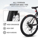 26 in. Mountain Bike, Shimano 21 Speeds with Mechanical Disc Brakes for Adults and Teenagers, Black Red