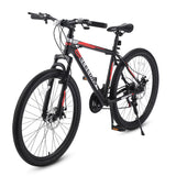26 in. Mountain Bike, Shimano 21 Speeds with Mechanical Disc Brakes for Adults and Teenagers, Black Red