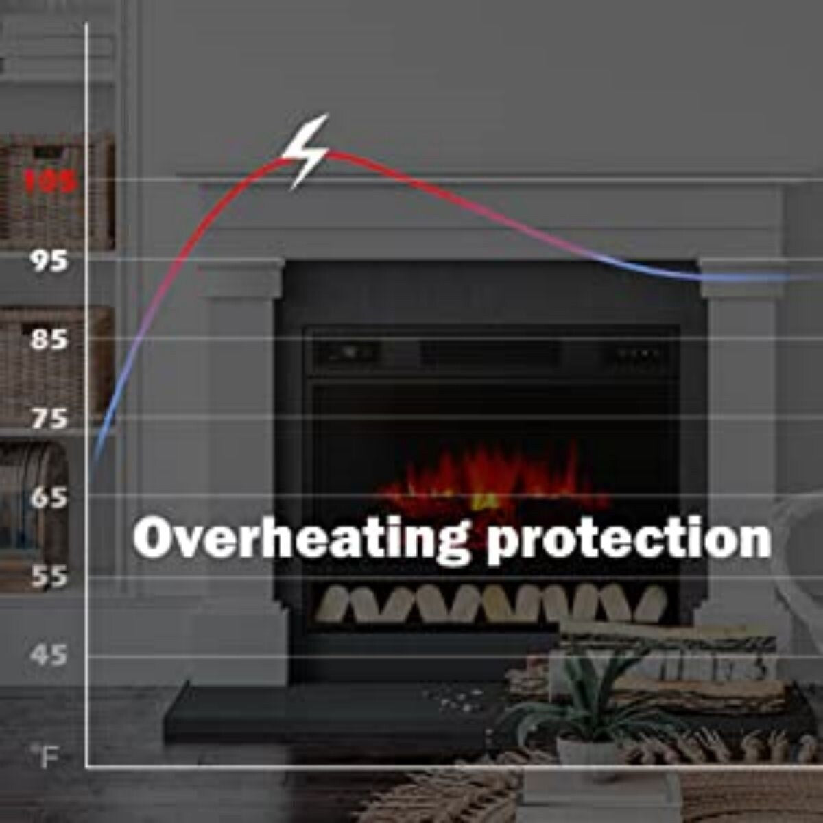 26 in. W Indoor Electric Heater Fireplace Insert - N/A