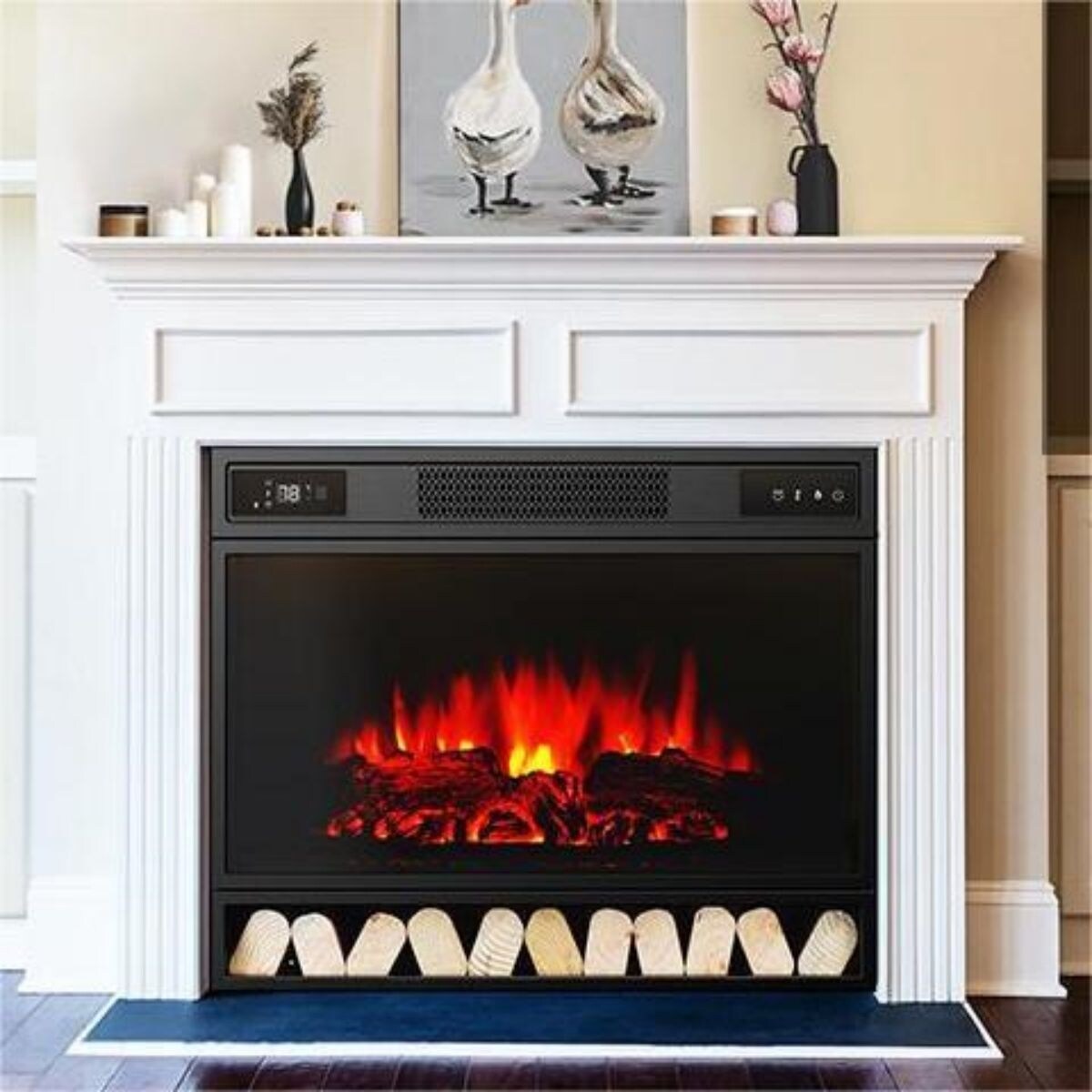 26 in. W Indoor Electric Heater Fireplace Insert - N/A