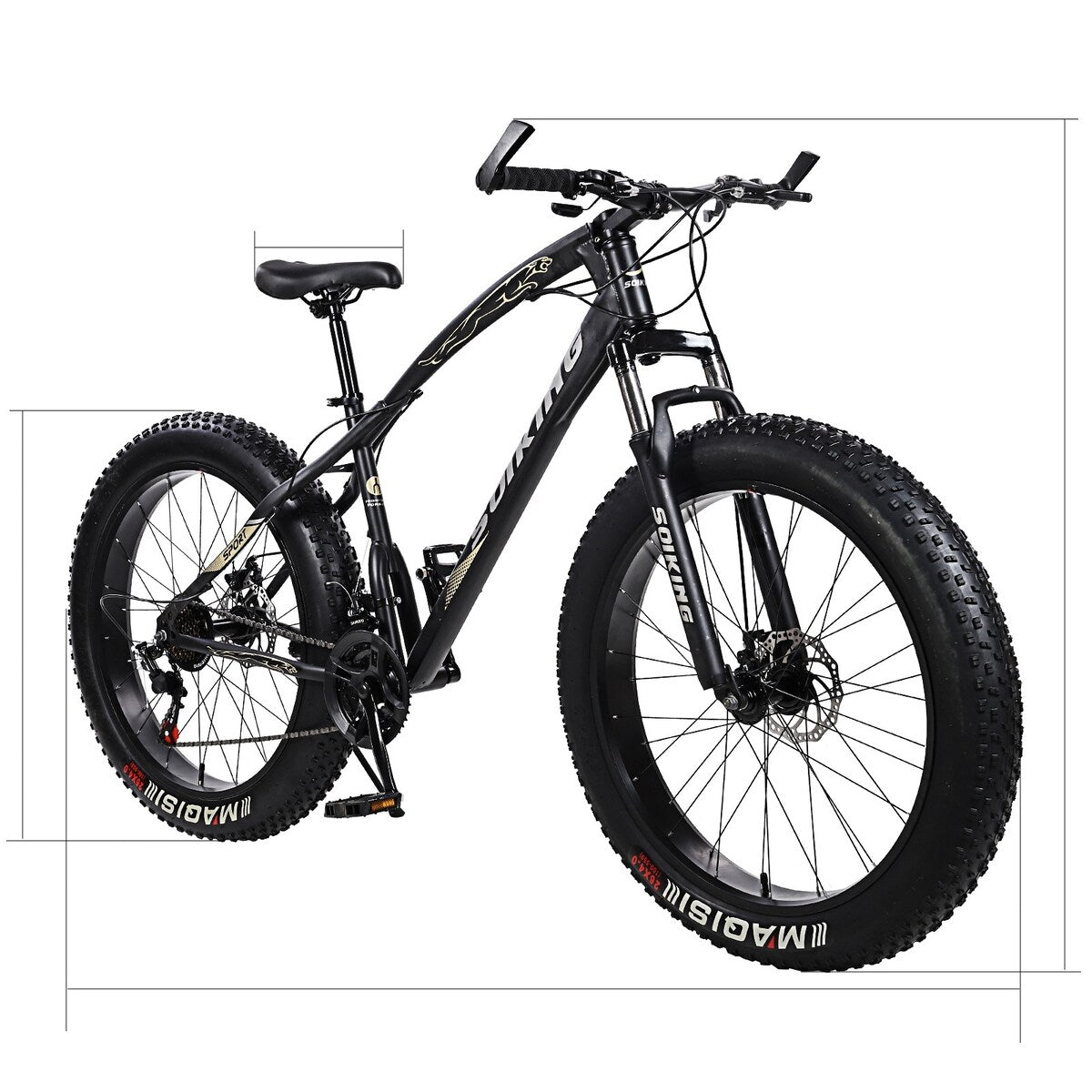 26 inch Fat Tire Mens Mountain Bike, High-Tensile Frame - 76.77x24.8x43.3in
