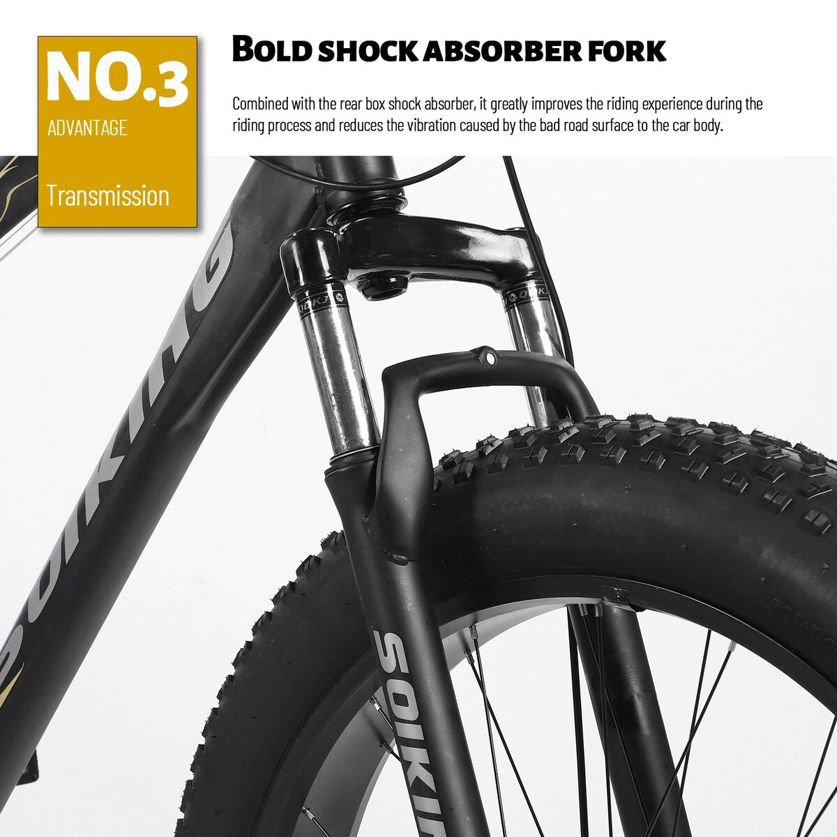 26 inch Fat Tire Mens Mountain Bike, High-Tensile Frame - 76.77x24.8x43.3in