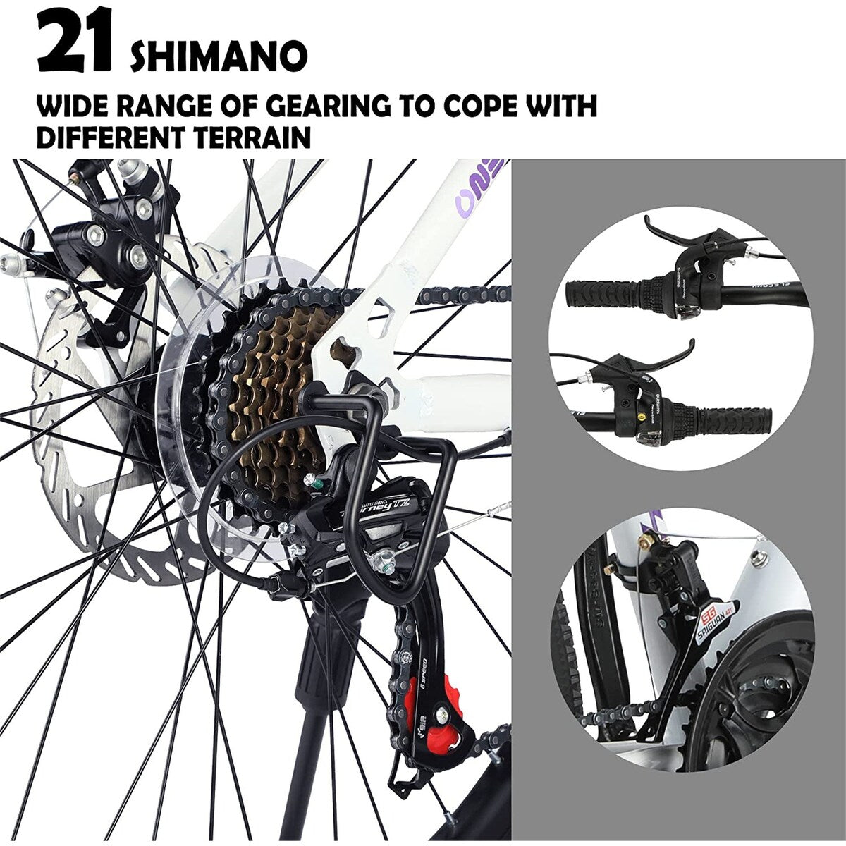 26 inch Mountain Bike for Teenagers Girls Women, Shimano 21 Speeds