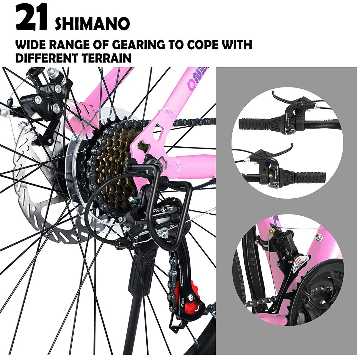 26 inch Mountain Bike for Teenagers Girls Women, Shimano 21 Speeds