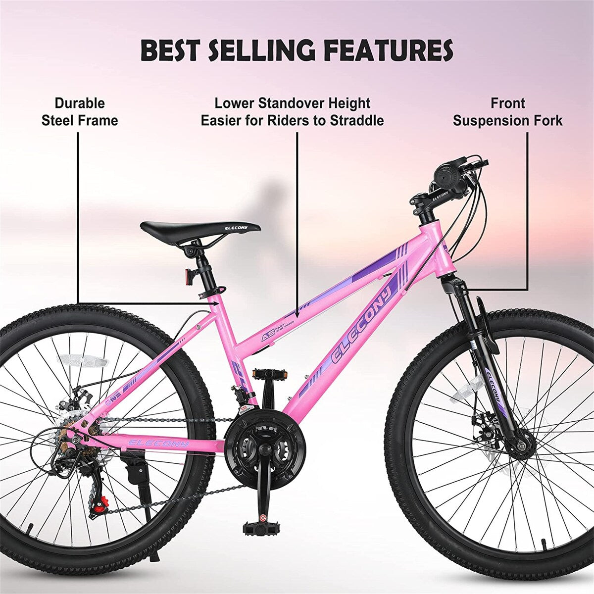 26 inch Mountain Bike for Teenagers Girls Women, Shimano 21 Speeds