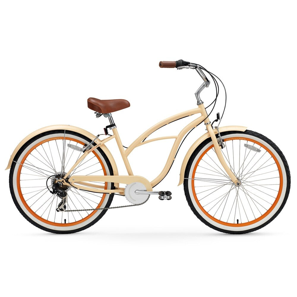 26" sixthreezero Scholar 7-Speed Beach Cruiser Women's Bicycle, Cream