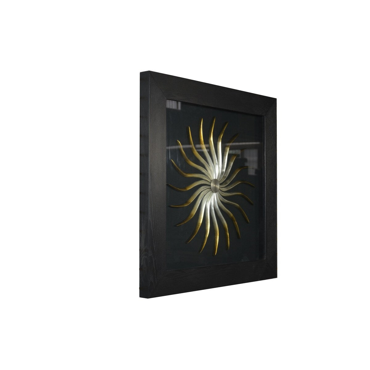 26 x 35 Handmade Sunburst Shadow Box Wall Decor, Black and Gold