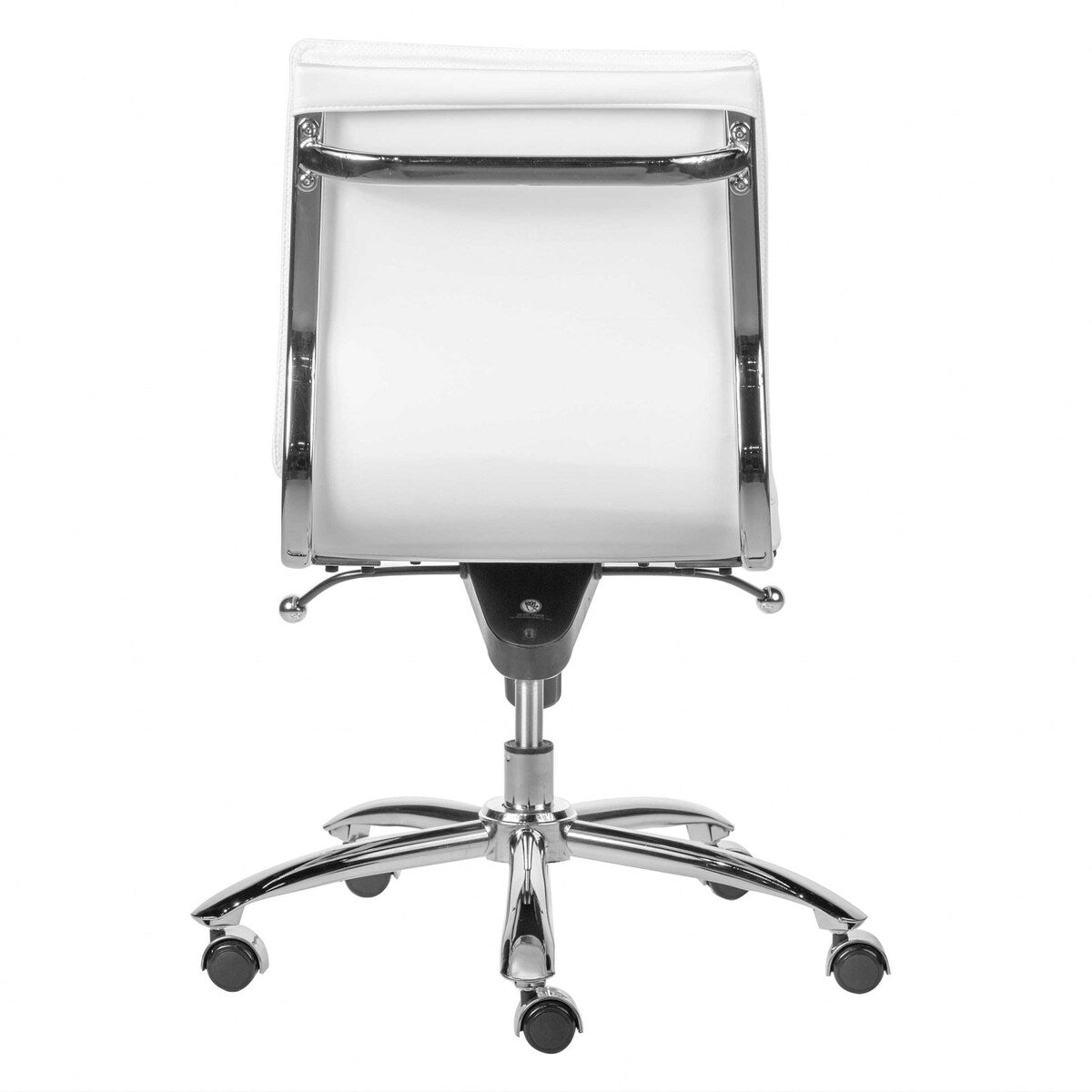 HomeRoots 26.38" X 25.99" X 37.01" Low Back Armless Office Chair in White with Chromed Steel Base - 26.38" X 25.99" X 37.01"