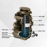 26.4"H Classic Stacked Rock Waterfall Fountain with LED lights and Pump, Multilevel Water Feature for Indoor & Outdoor Décor