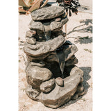 26.4"H Classic Stacked Rock Waterfall Fountain with LED lights and Pump, Multilevel Water Feature for Indoor & Outdoor Décor
