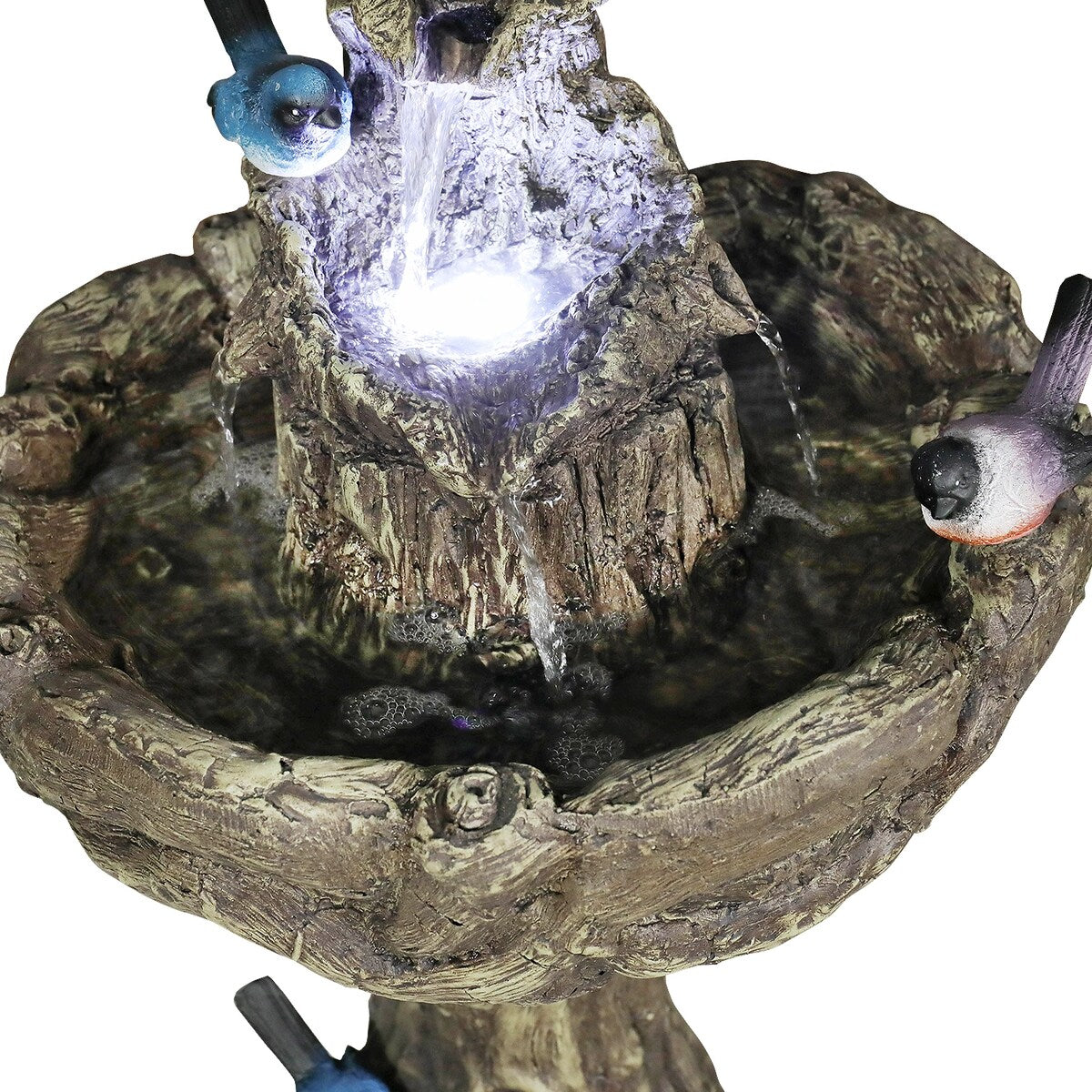 26.7in Tall Outdoor Concrete Bird Bath Fountain w/LED Light for Garden