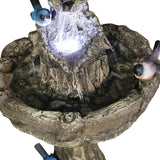 26.7in Tall Outdoor Concrete Bird Bath Fountain w/LED Light for Garden